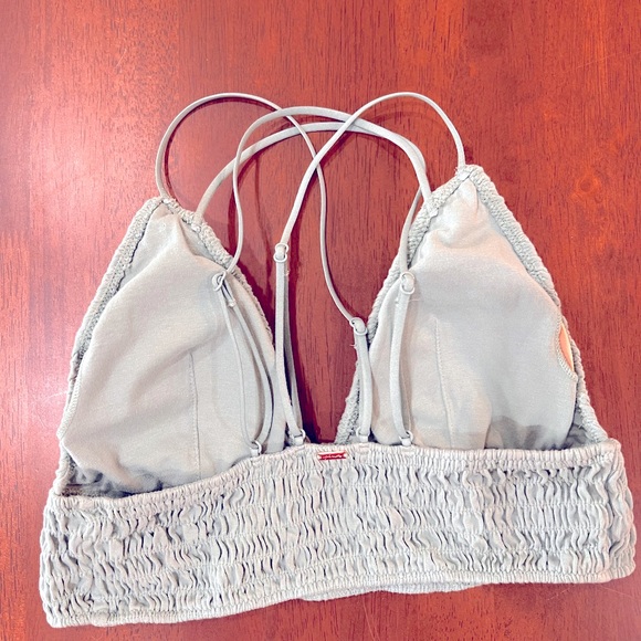 PINK Victoria’s Secret Smocked Triangle Bralette Sage Sz L Pullover Bralette - Picture 2 of 3